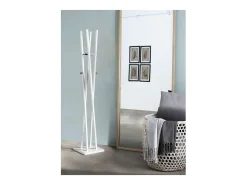 Perchero moderno mod. 470 herrajes cromo brillo lacado blanco, 182 cm(alto)34 cm(ancho)34