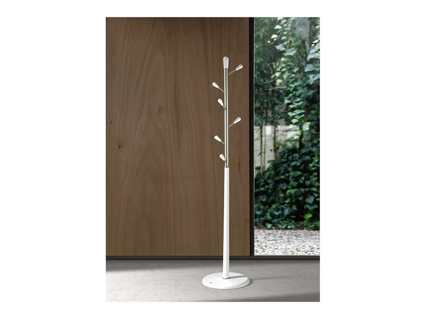 Perchero moderno mod. 413 herrajes en cromo satinado lacado blanco, 190 cm(alto)37 cm(anch