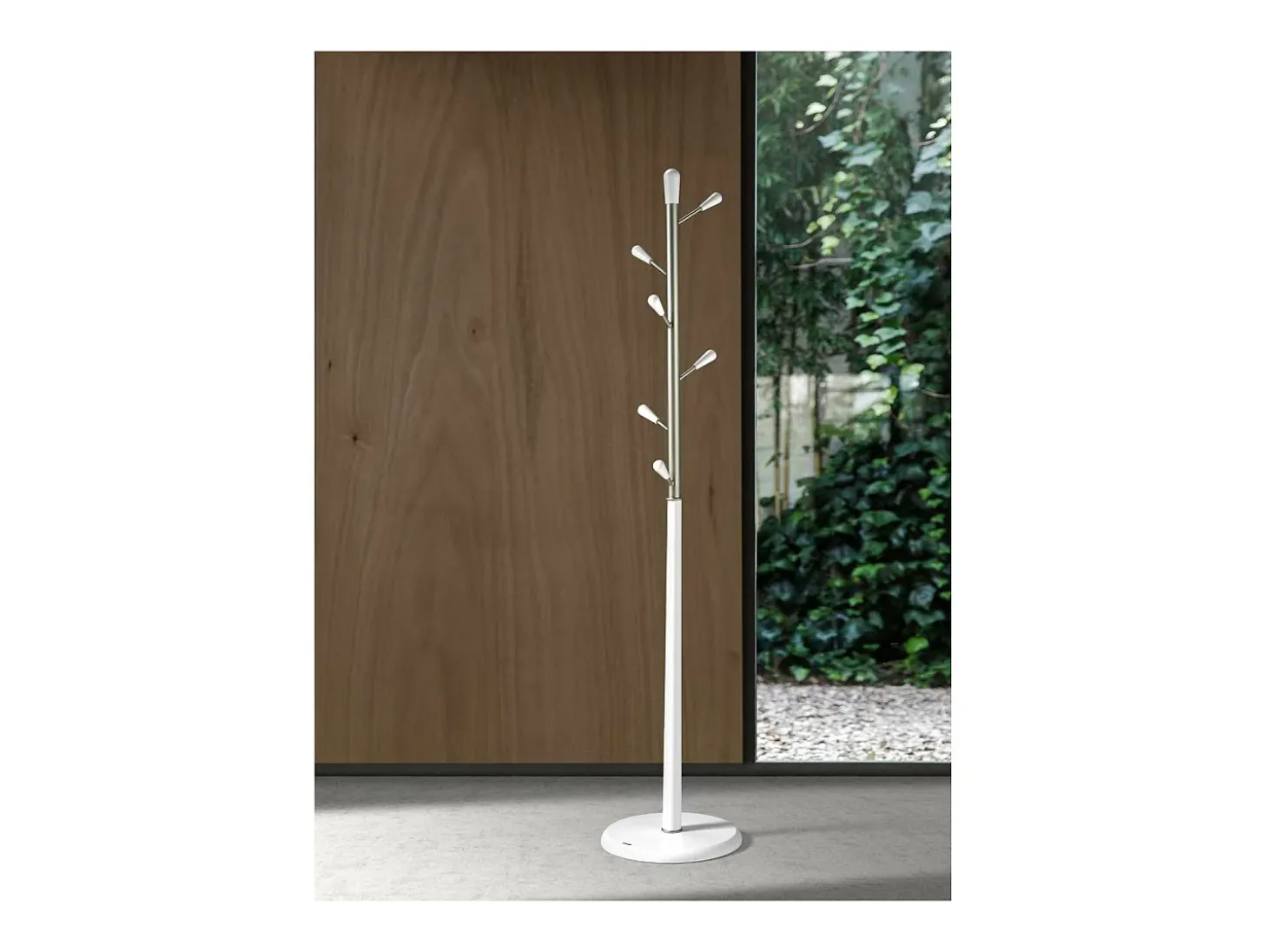 Perchero moderno mod. 413 herrajes en cromo satinado lacado blanco, 190 cm(alto)37 cm(anch
