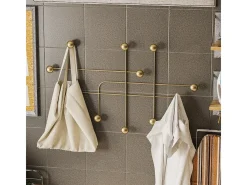 Perchero mural con 9 ganchos en metal dorado H64 cm - SAMARA
