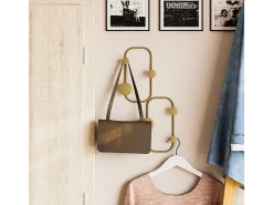Perchero mural de diseño orgánico con 5 ganchos en metal negro H48 cm - LADYBUG