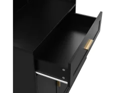 Perchero negro con espejo, 1 cajón y 3 puertas – para entradas y pasillos