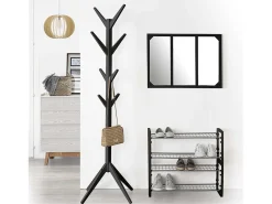 Perchero Pie Multiestancia c/8 Colgadores Negro 173 cm