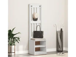 Perchero SANDNES blanco 45x40x159,5 cm madera maciza de pino