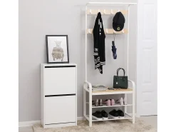 PERCHERO Valora con asiento y estantes para zapatos para pasillo