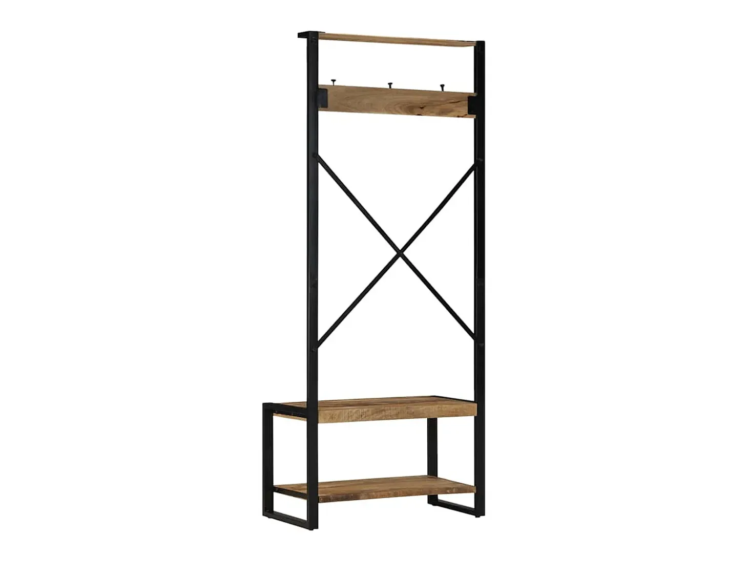 Perchero 80x40x190 cm madera maciza de mango en bruto