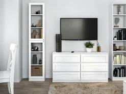 PERRY - Vitrina con dos puertas - Estilo clásico - 6 estantes - 40x31x200 cm - Muebles de salón