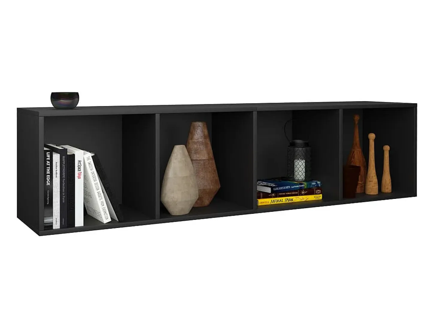 Pieter Estantería libros/mueble TV contrachapada negro 36x30x143 cm
