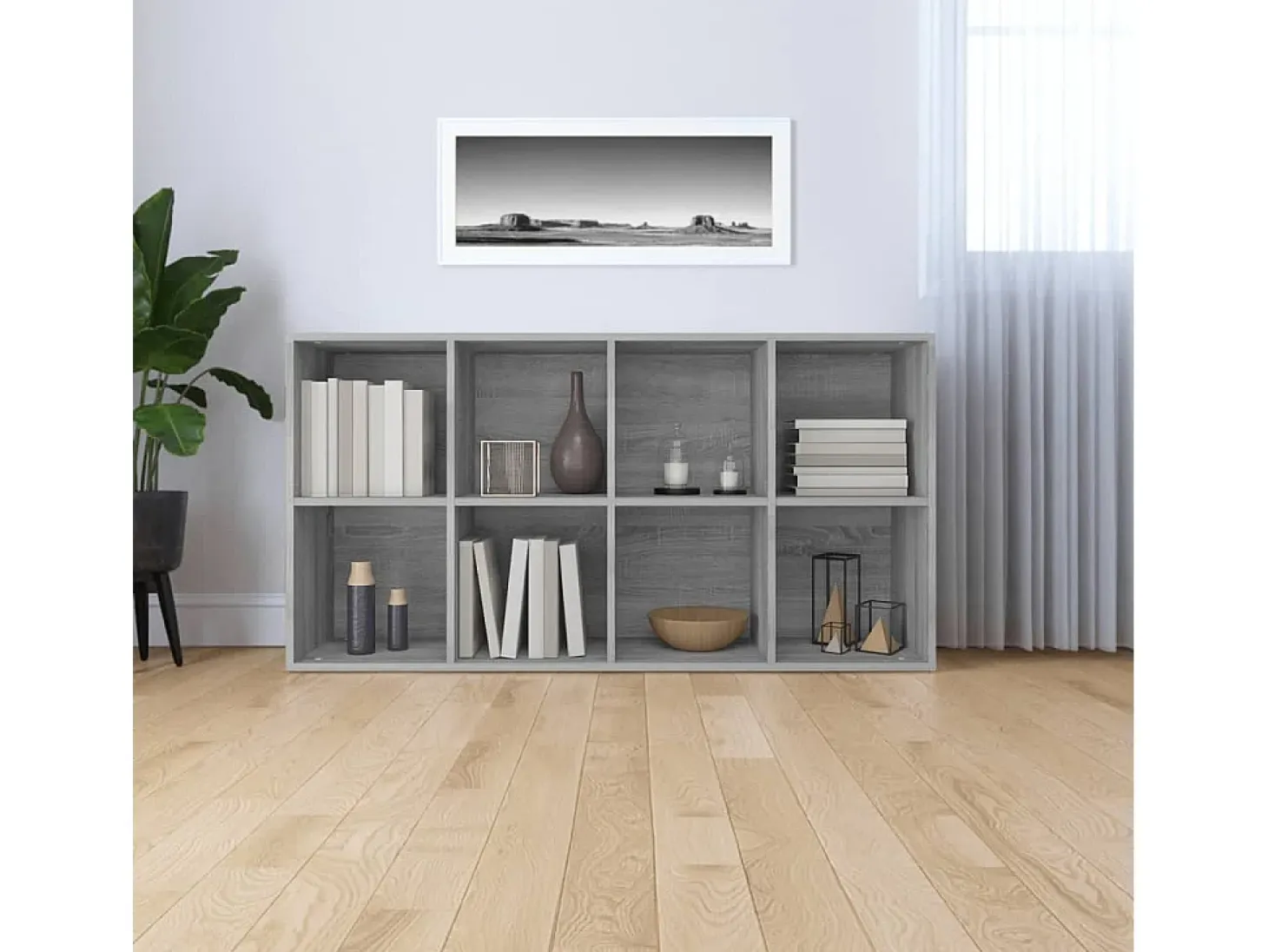 Pieter Estantería/Aparador madera contrachapada gris 66x30x130 cm