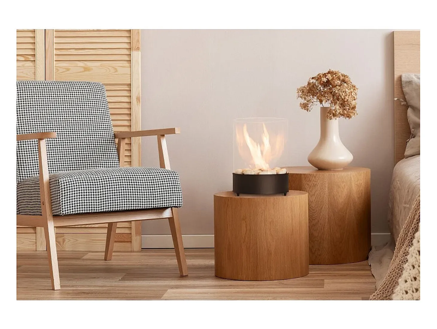 Planika - Chimenea de bioetanol de sobremesa Chantico Glassfire Chimenea de bioetanol portátil con tecnología Commerce, vidrio cilíndrico