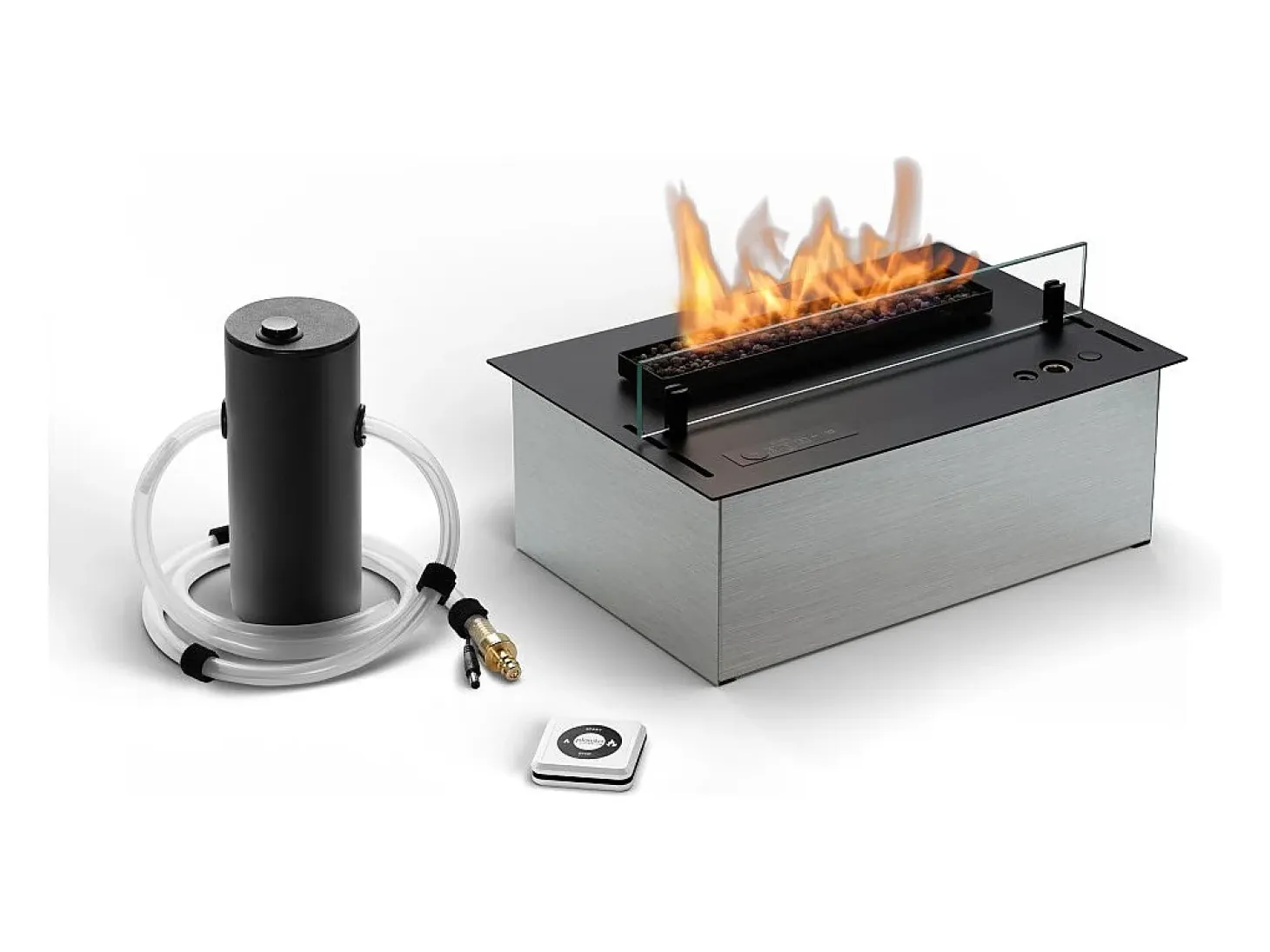 Planika - Quemador de bioetanol sin ventilación Senso Burner BEV, control remoto, llama real, acero