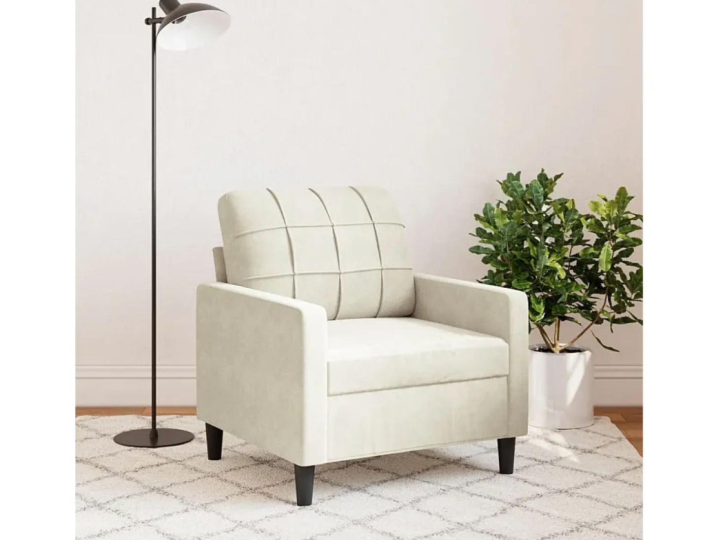 Poltrona 60 cm veludo cor creme