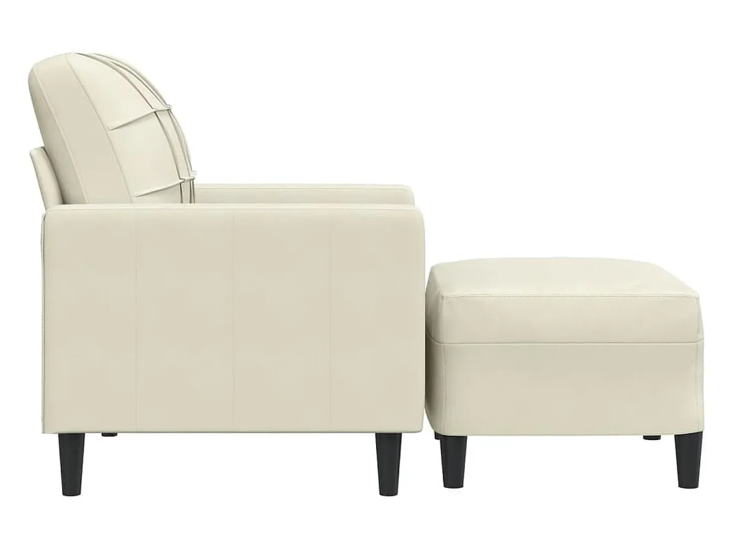 Poltrona com apoio de pés 60 cm veludo cor creme