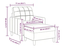 Poltrona com apoio de pés 60 cm veludo cor creme