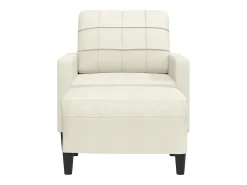 Poltrona com apoio de pés 60 cm veludo cor creme