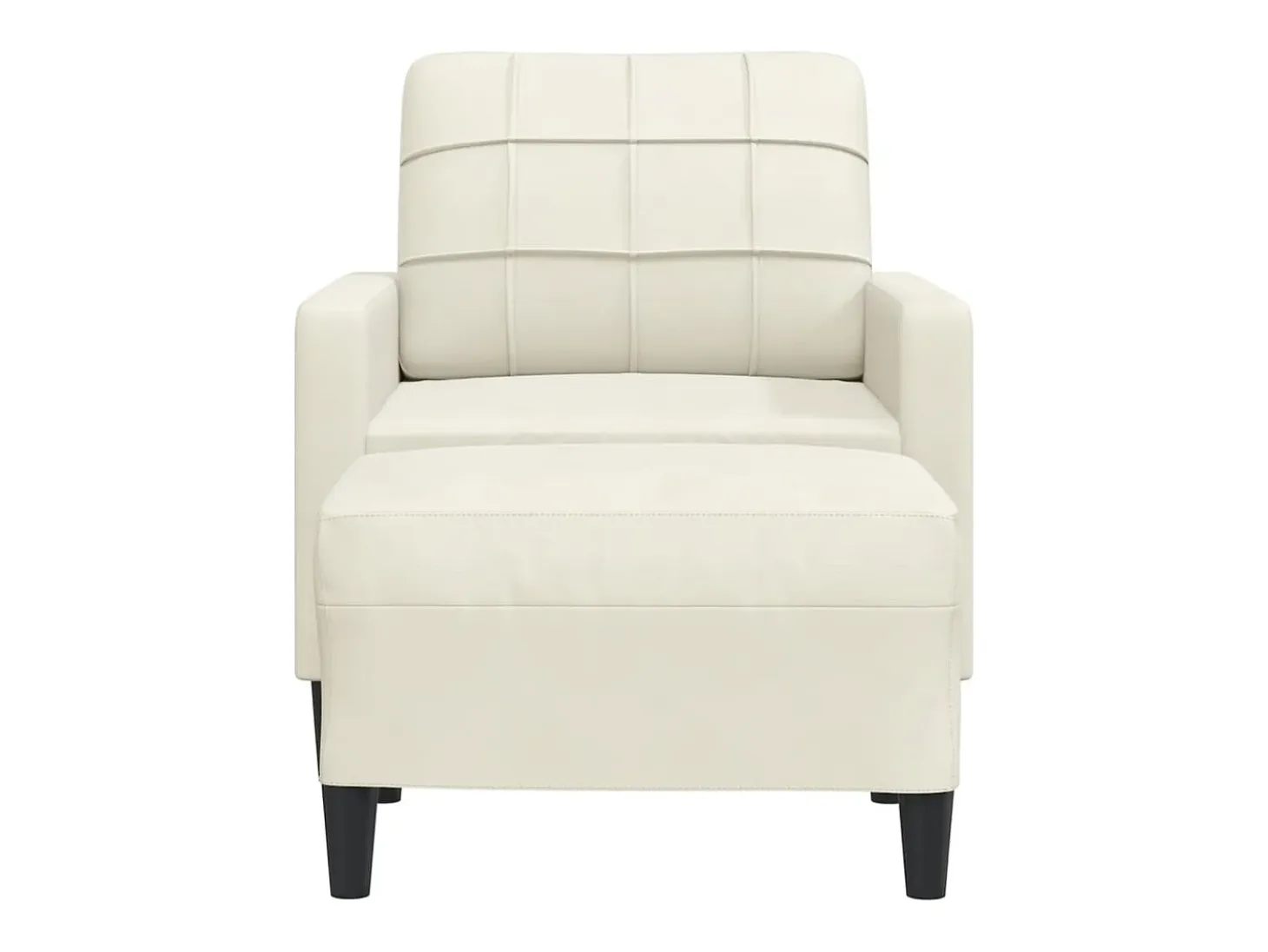 Poltrona com apoio de pés 60 cm veludo cor creme