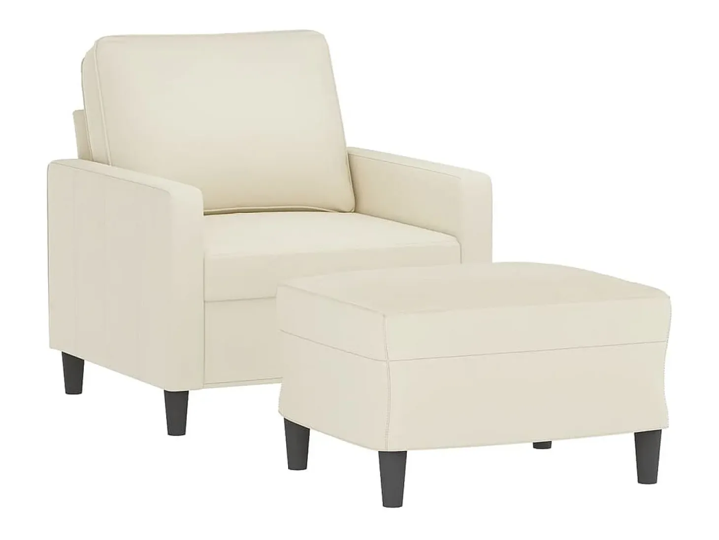 Poltrona com apoio de pés 60 cm veludo cor creme