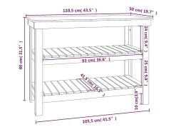 Prolenta Premium - Banco de trabajo de madera maciza de pino negro 110,5x50x80 cm