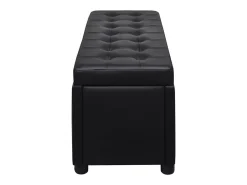 Puf de almacenamiento de cuero sintético negro