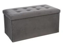 Puf Plegable Doble Lysandre Contemporáneo Terciopelo Gris 76x38 cm