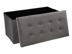 Puf Plegable Doble Lysandre Contemporáneo Terciopelo Gris 76x38 cm