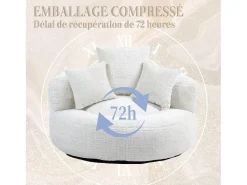 Puf Sillón Alto Beige - Modelo Grande - Incluye 3 Cojines - Ultra Suave y Multiusos - para Adultos y Niños
