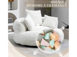 Puf Sillón Alto Beige - Modelo Grande - Incluye 3 Cojines - Ultra Suave y Multiusos - para Adultos y Niños