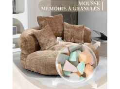 Puf Sillón Alto Taupe - Modelo Grande - Incluye 3 Cojines - Ultra Suave y Multiusos - para Adultos y Niños