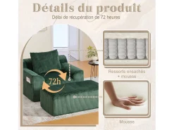 Puf Sillón Gigante con Reposapiés - Sofá de 1 Plaza en Pana - Confort Óptimo para Salón, Dormitorio o Oficina