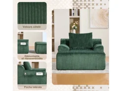Puf Sillón Gigante con Reposapiés - Sofá de 1 Plaza en Pana - Confort Óptimo para Salón, Dormitorio o Oficina