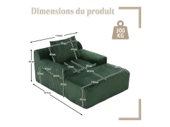Puf Sillón Gigante con Reposapiés - Sofá de 1 Plaza en Pana - Confort Óptimo para Salón, Dormitorio o Oficina