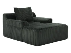 Puf Sillón Gigante con Reposapiés - Sofá de 1 Plaza en Pana - Confort Óptimo para Salón, Dormitorio o Oficina