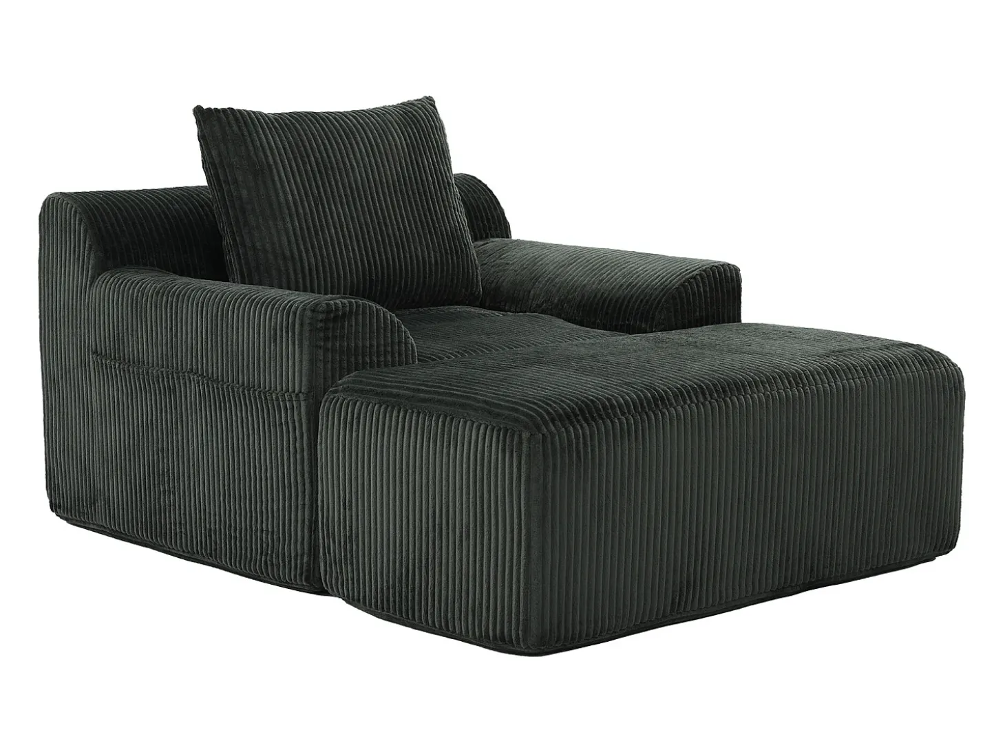 Puf Sillón Gigante con Reposapiés - Sofá de 1 Plaza en Pana - Confort Óptimo para Salón, Dormitorio o Oficina