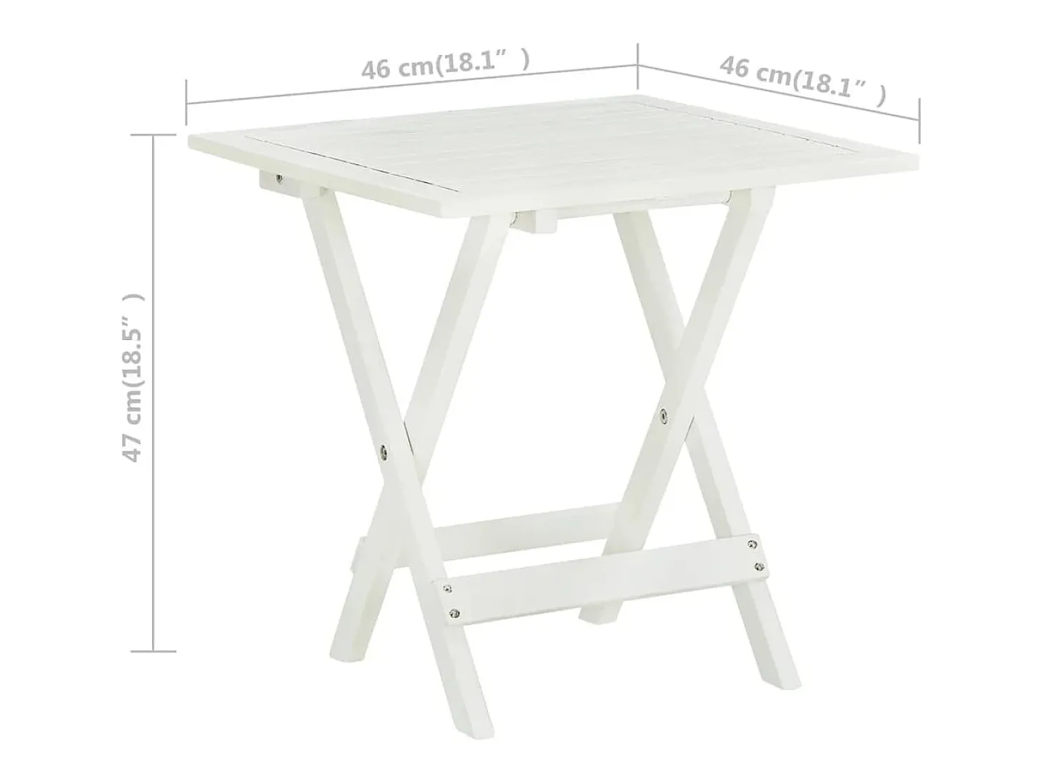 Qalvin Mesa terraza bistró madera maciza de acacia blanco 46x46x47 cm