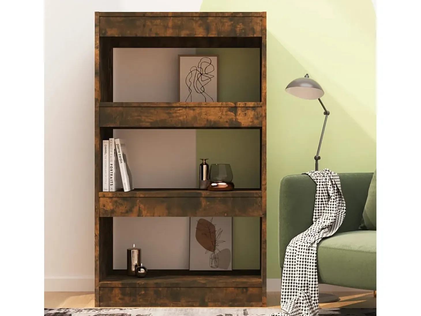 Qarlon Estantería/divisor madera ingeniería roble ahumado 60x30x103 cm