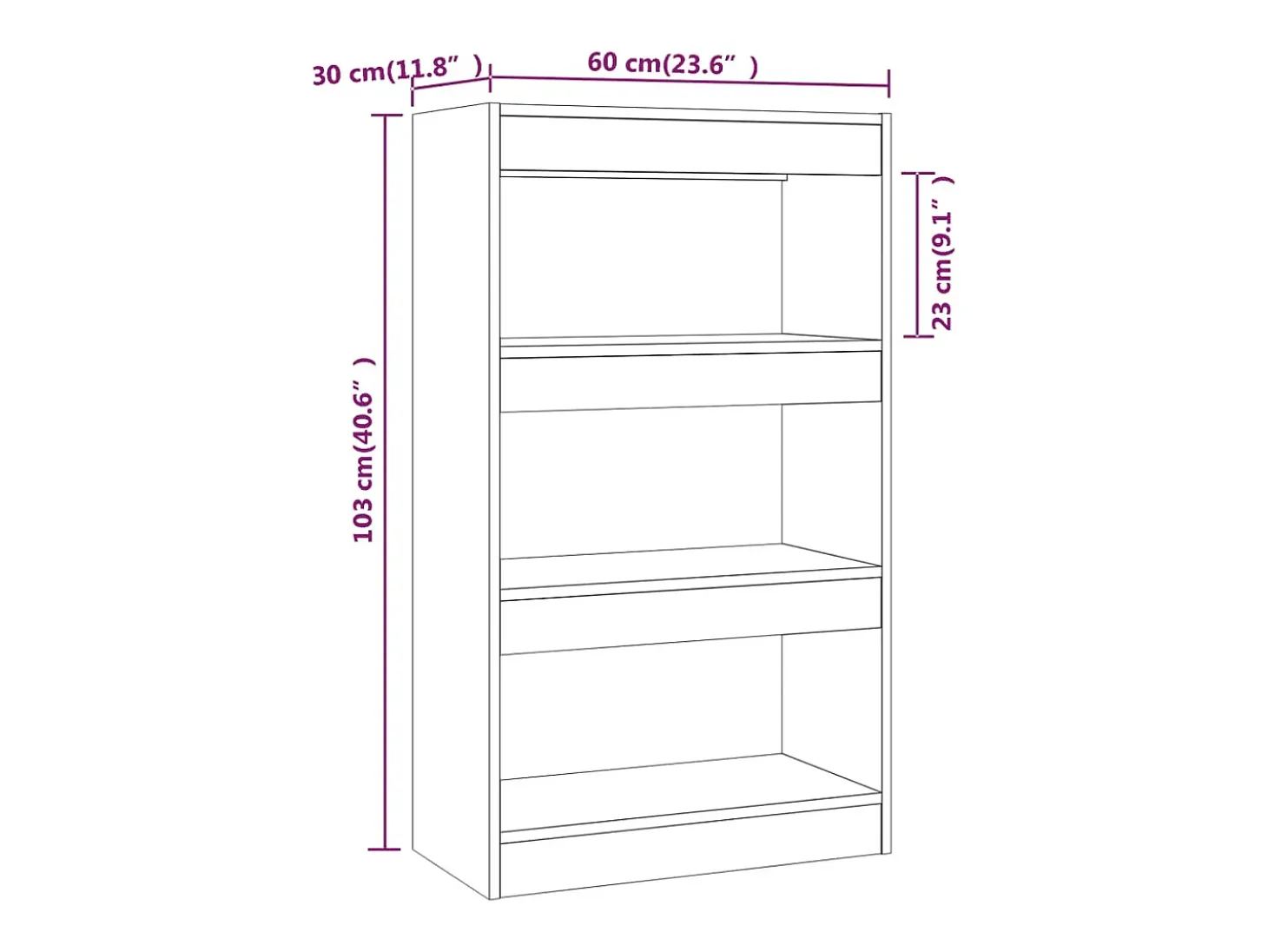 Qarlon Estantería/divisor madera ingeniería roble ahumado 60x30x103 cm