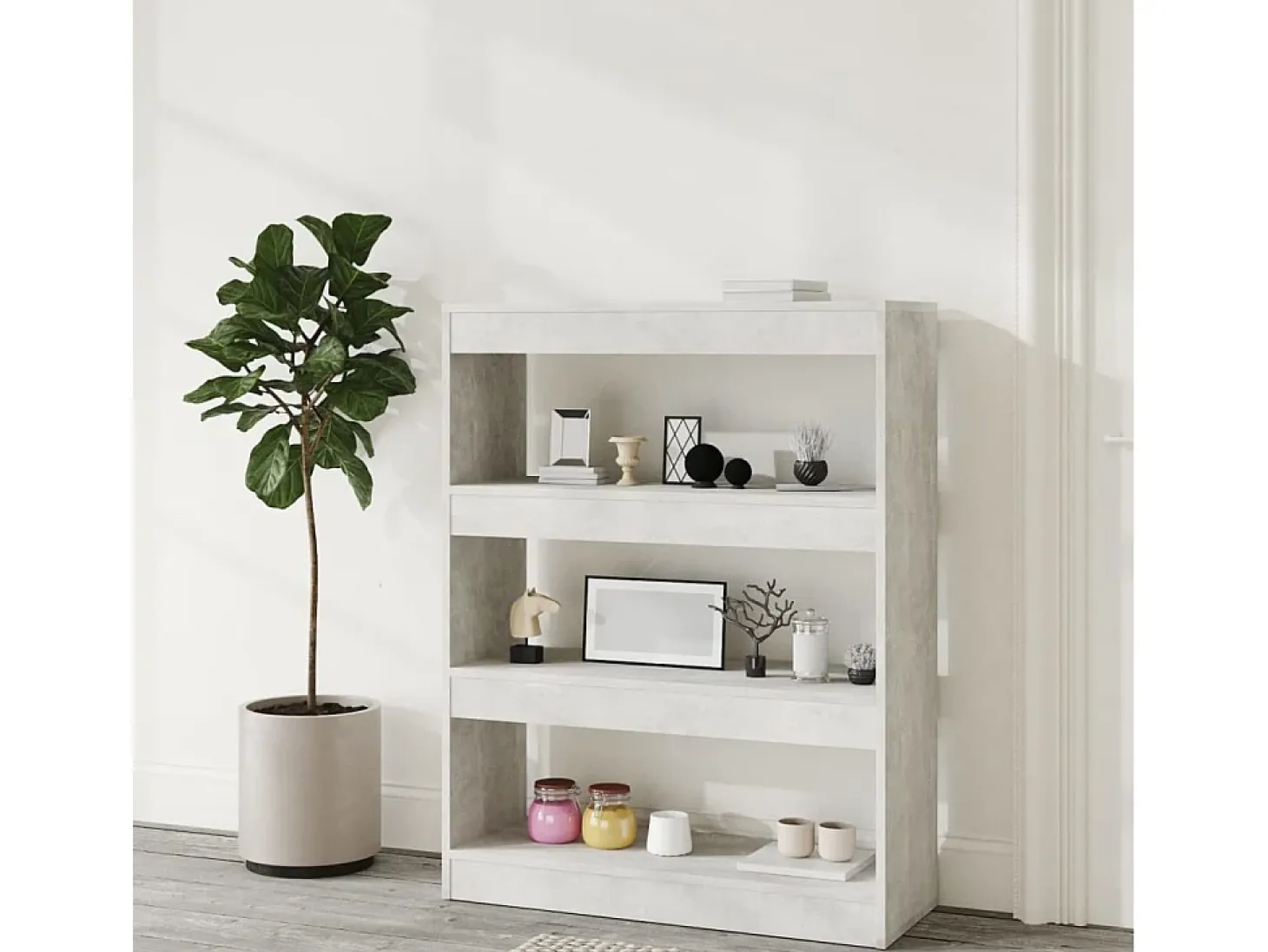 Qerlin Estantería madera contrachapada gris hormigón 80x30x103 cm