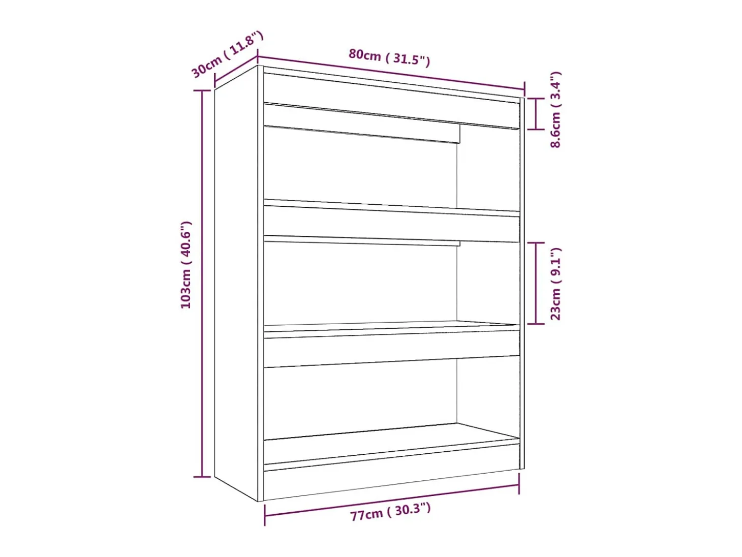 Qerlin Estantería madera contrachapada gris Sonoma 80x30x103 cm