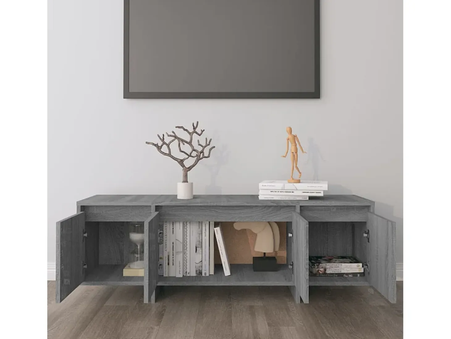 Qirin Mueble de TV madera contrachapada gris Sonoma 120x30x40,5 cm