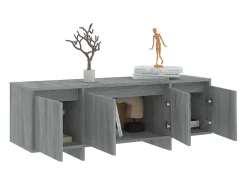 Qirin Mueble de TV madera contrachapada gris Sonoma 120x30x40,5 cm
