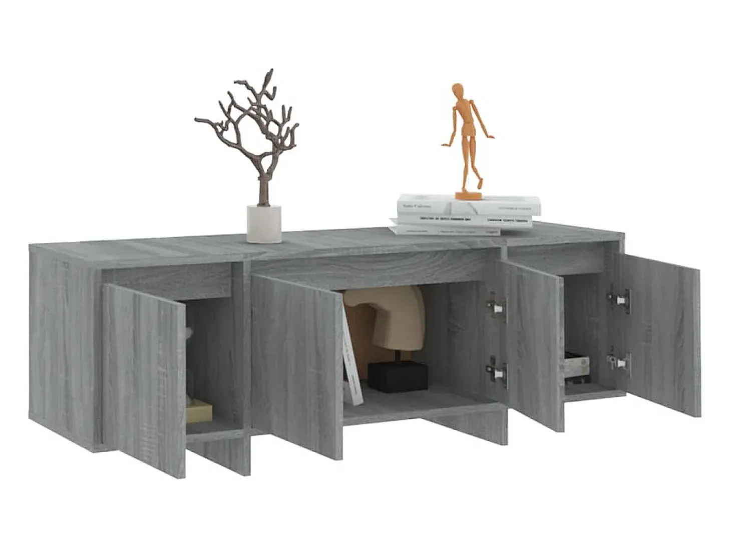 Qirin Mueble de TV madera contrachapada gris Sonoma 120x30x40,5 cm