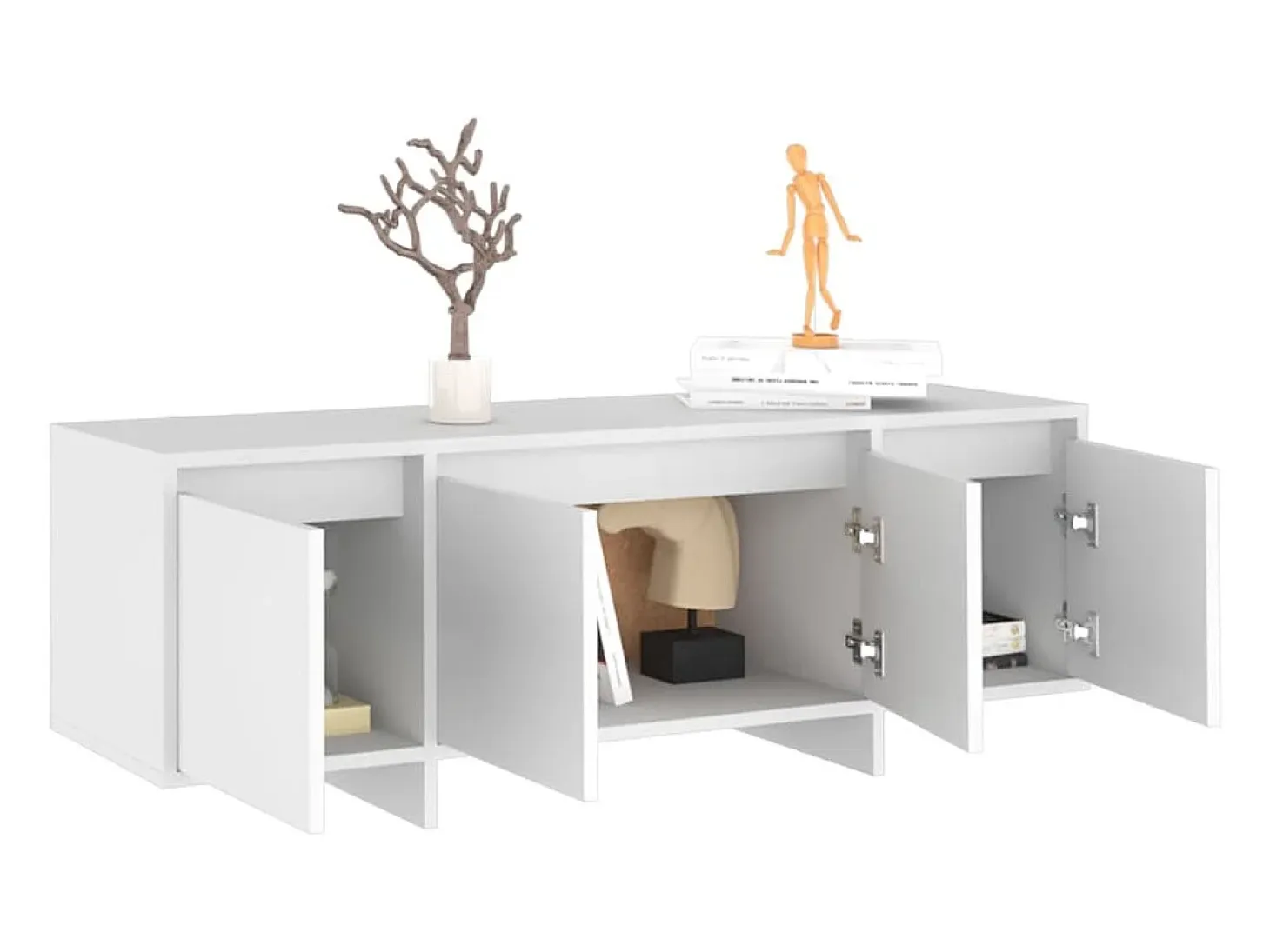 Qirin Mueble para TV madera contrachapada blanco 120x30x40,5 cm