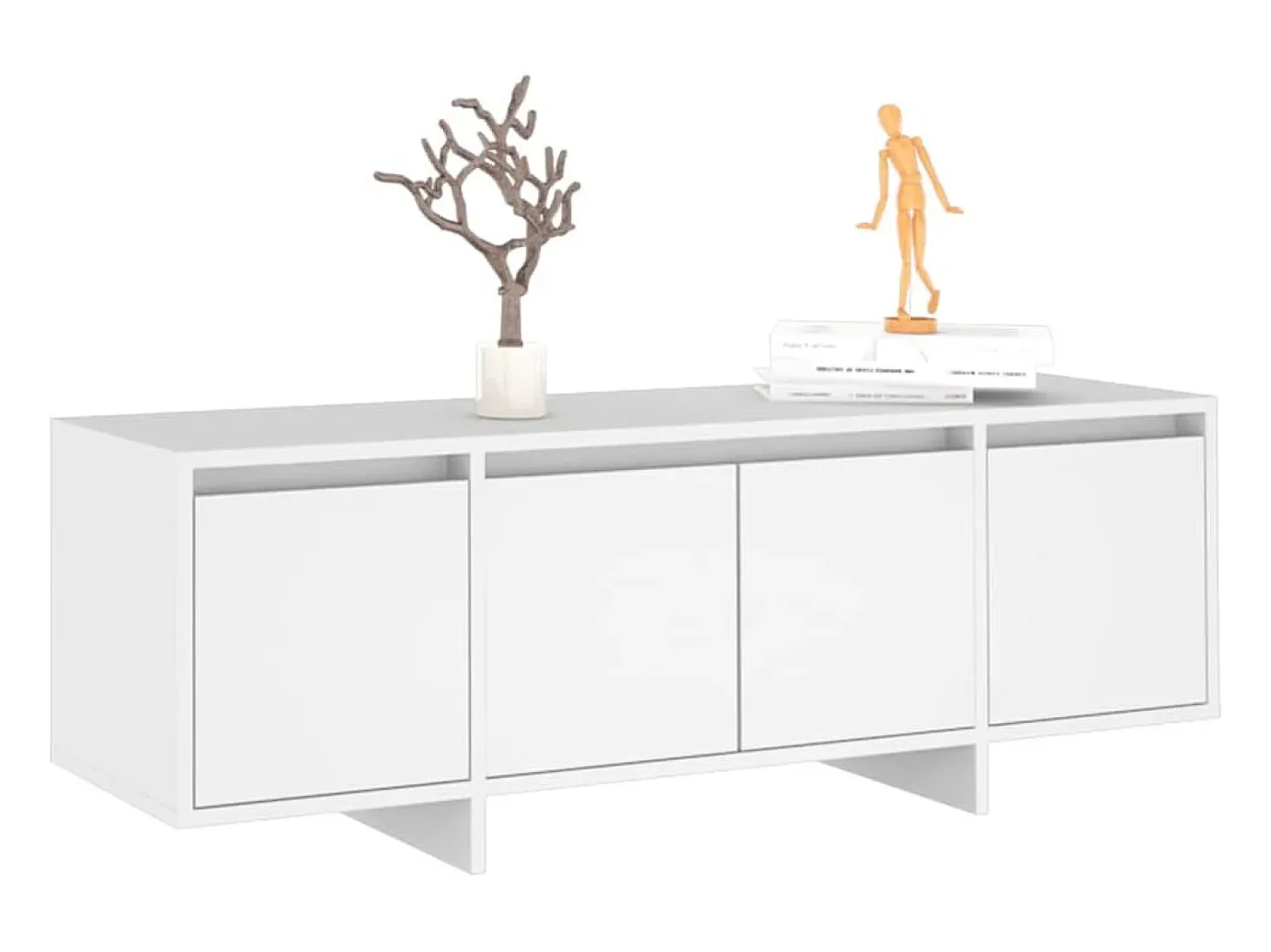 Qirin Mueble para TV madera contrachapada blanco 120x30x40,5 cm