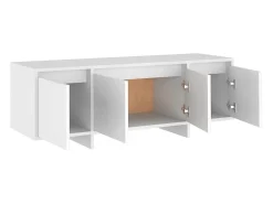 Qirin Mueble para TV madera contrachapada blanco 120x30x40,5 cm