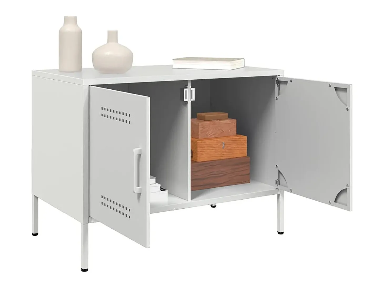Raena Muebles de TV 2 piezas acero blanco 68x39x50,5 cm