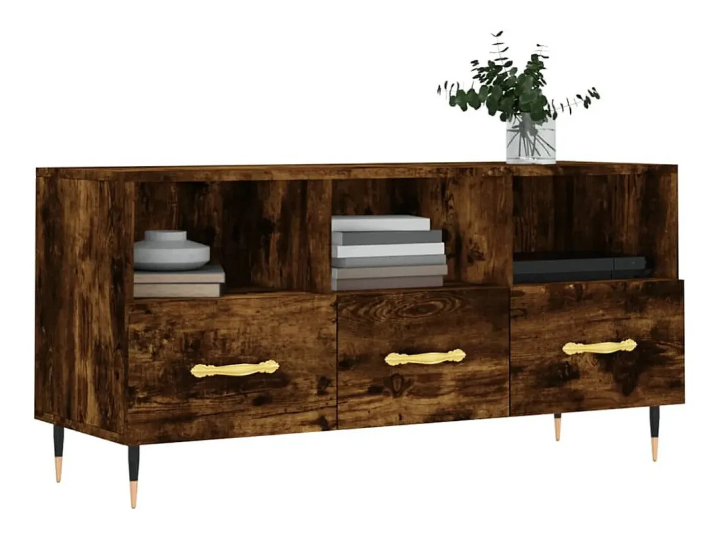 Ravy Mueble de TV madera de ingeniería roble ahumado 102x36x50 cm