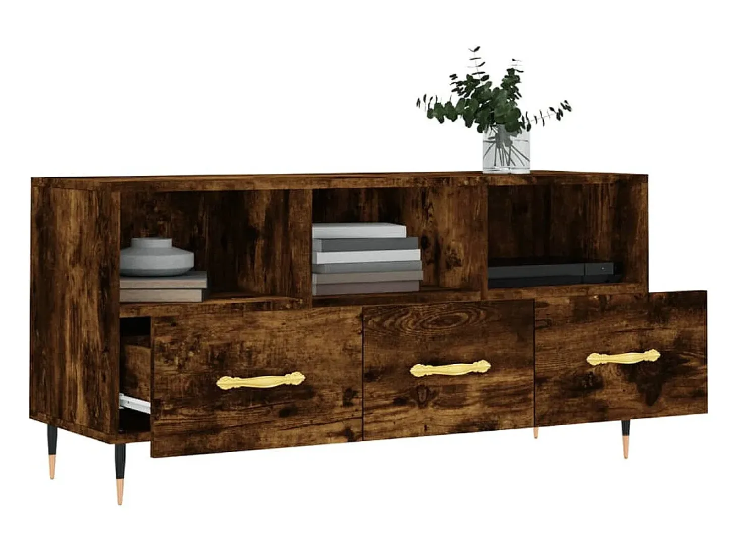Ravy Mueble de TV madera de ingeniería roble ahumado 102x36x50 cm