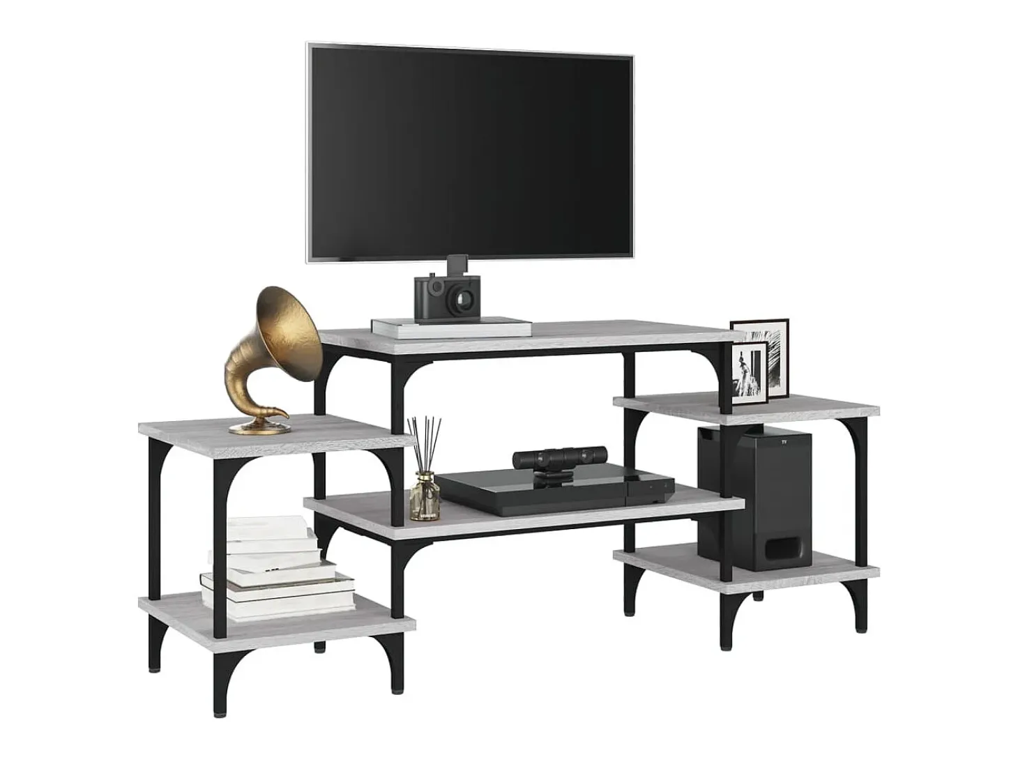 Rebecq Mueble para TV madera contrachapada gris Sonoma 117x35x52 cm