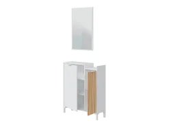 Recibidor con espejo de 91x77x24 cm con espacio de almacenaje color blanco y beige Edith