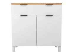 Recibidor de madera de 2 cajones y 2 puertas, blanco